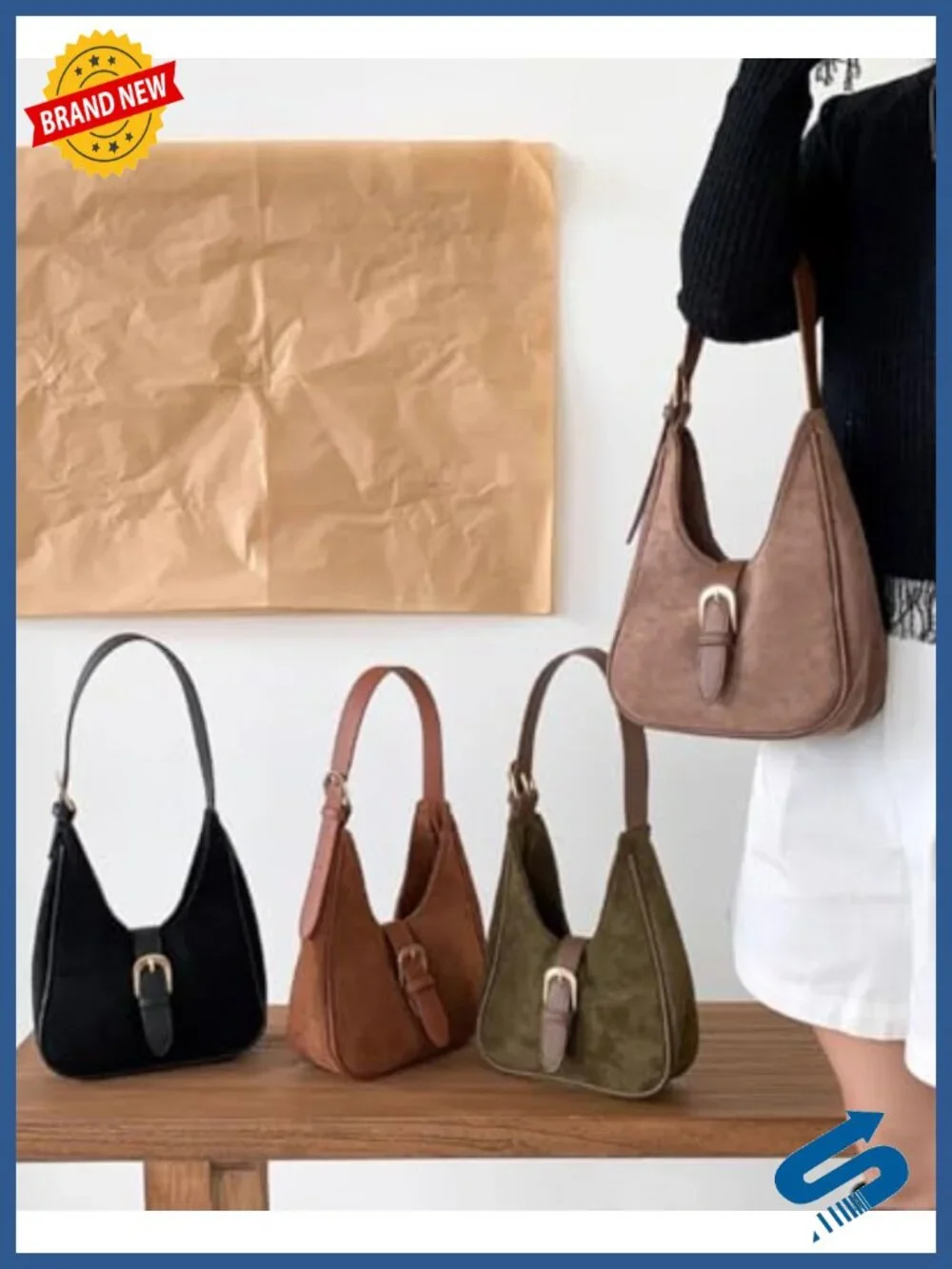 Slouchy Suede Hobo Bag Crossbody Tote Shoulder Bag Travel Purse